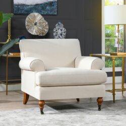 Alana Lawson - Accent Arm Chair Metal Casters - Light Beige