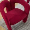 Contemporary Upholstered Accent / Dining Chair (Set of 2) Teddy Velvet Fabric With Sturdy Steel Frame - Red - Image 17