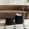 Modern Nesting Coffee Table Set With Walnut Veneer - 2 Pieces For Living Room - Black - Image 7