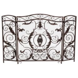 Waterbury - Traditional Fireplace Screen With Gold Flower - Black