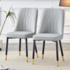 Modern Light Dining And Living Room Chairs Set WithUpholstery And Metal Legs For Kitchen And Dining Areas - Light Gray - Image 5