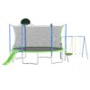 14Ft Trampoline With Slide And Swings, Astm Approved Large Recreational Trampoline With Basketball Hoop And Ladder, Outdoor Backyard Trampoline With Net, Capacity For Kids And Adults - Green / Blue - Image 11