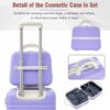 20" Hardside Luggage With Cosmetic Case, 2 Piece Lightweight Suitcase Set With Spinner Wheels, Carry On Vintage Luggage - Purple - Image 6
