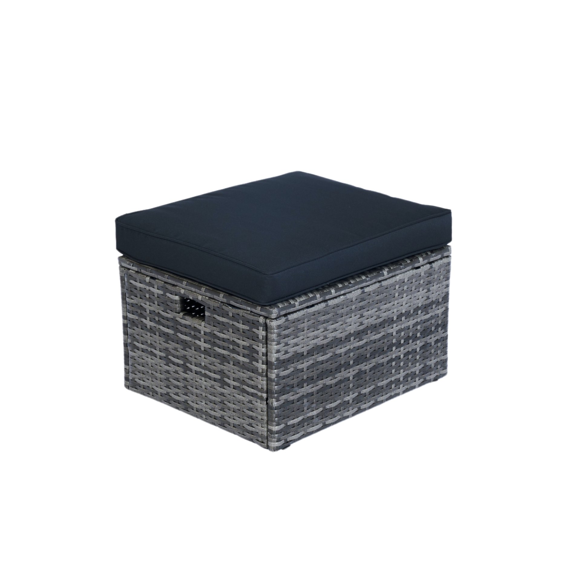 6 Piece Patio Wicker Sectional Set Patio Backyard Conversation Set Space Saving - Gray / Black - Image 10