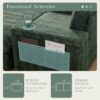 Oversized Chaise Lounge Indoor Rabbit Fur Sofa Bed With Storage Ottoman And Armrests Cup Holders With Deep Seat - Green - Image 18
