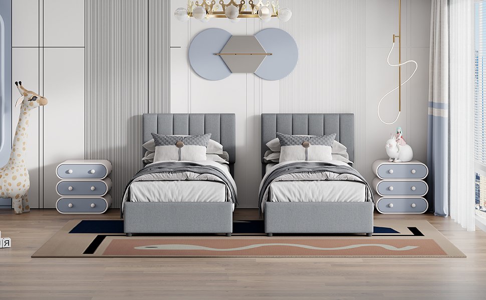 King Size Upholstered Platform Bed With A Hydraulic Storage System - Gray - Image 19