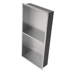 Stainless Steel Shower Niche Double Shelf 13" X 25" For Bathroom Organization - Brushed Nickel