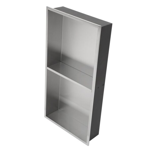 Stainless Steel Shower Niche Double Shelf 13" X 25" For Bathroom Organization - Brushed Nickel
