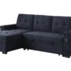 Ashlyn II - Woven Fabric Reversible Sleeper Sectional Sofa With Storage Chaise, Storage Arm, Cup Holder, Charging Ports, Side Pockets, and Pocket Coil Seating - Dark Gray - Image 8