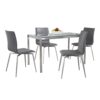 Fuji Mason - Upholstered Swivel Contemporary Dining Set Dining Set, Glass, 5 Piece - Gray - Image 2
