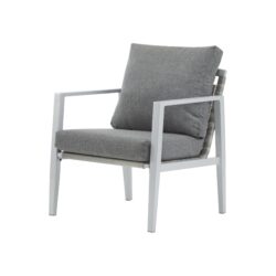 Aluminum Lounge Chair With Sleek Rope Accents, Comfortable Cushions, For Modern Indoor Outdoor Spaces - Gray / Silver / White
