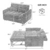 Loveseat Sofa Pull Out Sofa Bed Tufted Sleeper Sofa With An Adjustable Backrest, 3 USB Ports And 2 Lumbar Pillows For Living Room - Blue - Image 2