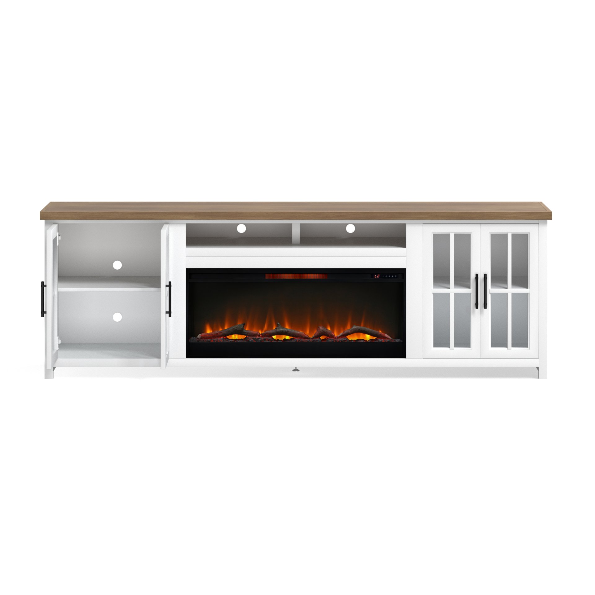 Hampton - Fireplace TV Stand Console For TVs Up To 100" - Jasmine Whitewash / Barnwood - Image 6