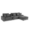 Sectional With Bluetooth Speakers L Shaped Couch With Console USB Charger, Cup Holders Storage Ottoman Deep And Wide Seat Cloud Sofa - Dark Gray - Image 6