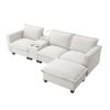 Modern Sectional Cloud Sofa With Console USB Charger Reading Light Cup Holder, Wide Seat 4 Seat Modular Couch Storable Indoor Funiture - Beige - Image 5