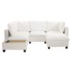U - Shaped Sectional Sofa Modular Sofa Couch With A Movable Ottoman, A Coffee Table With Hidden Charging Devices For Living Room - White - Image 14