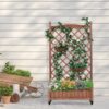 Raised Garden Bed With Trellis 2 Pack, Outdoor Planter Box & Plant Stand With Climbing Racks - Brown - Image 4