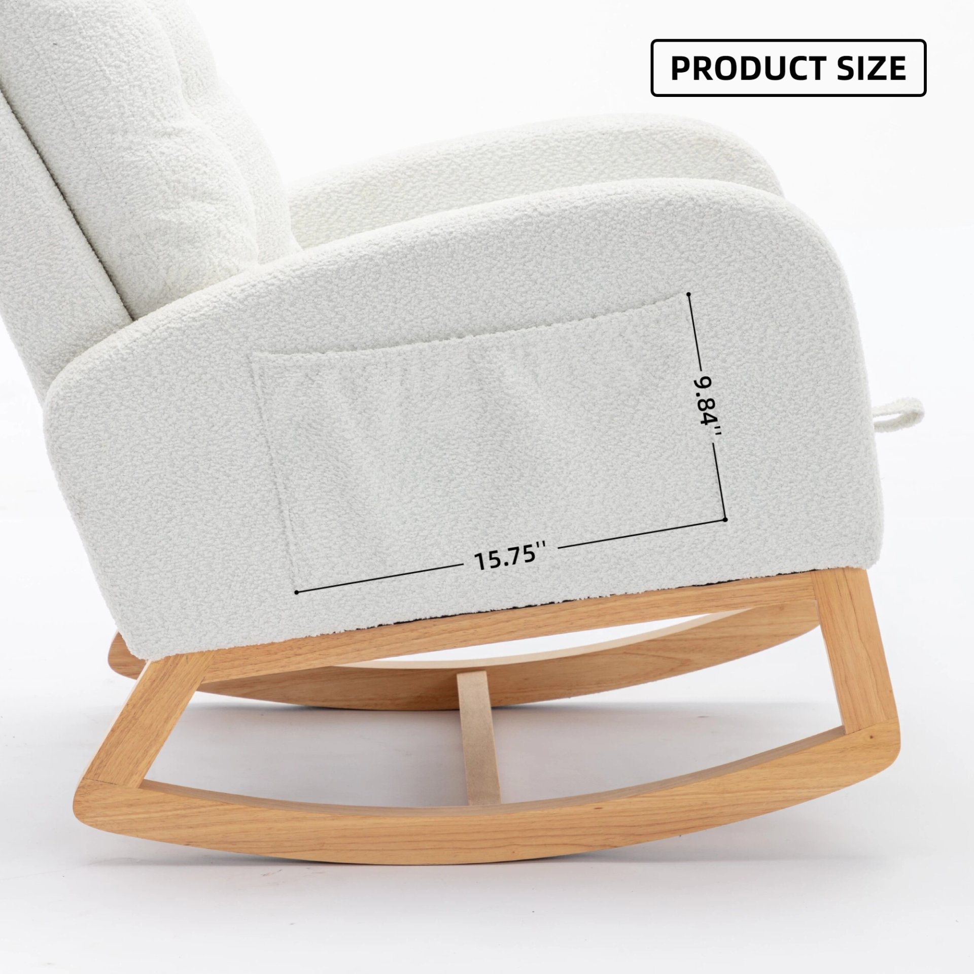 Accent Rocking Chair With Footrest High Back Rubber Wood Rocking Legs Bedroom Living Space - White - Image 12