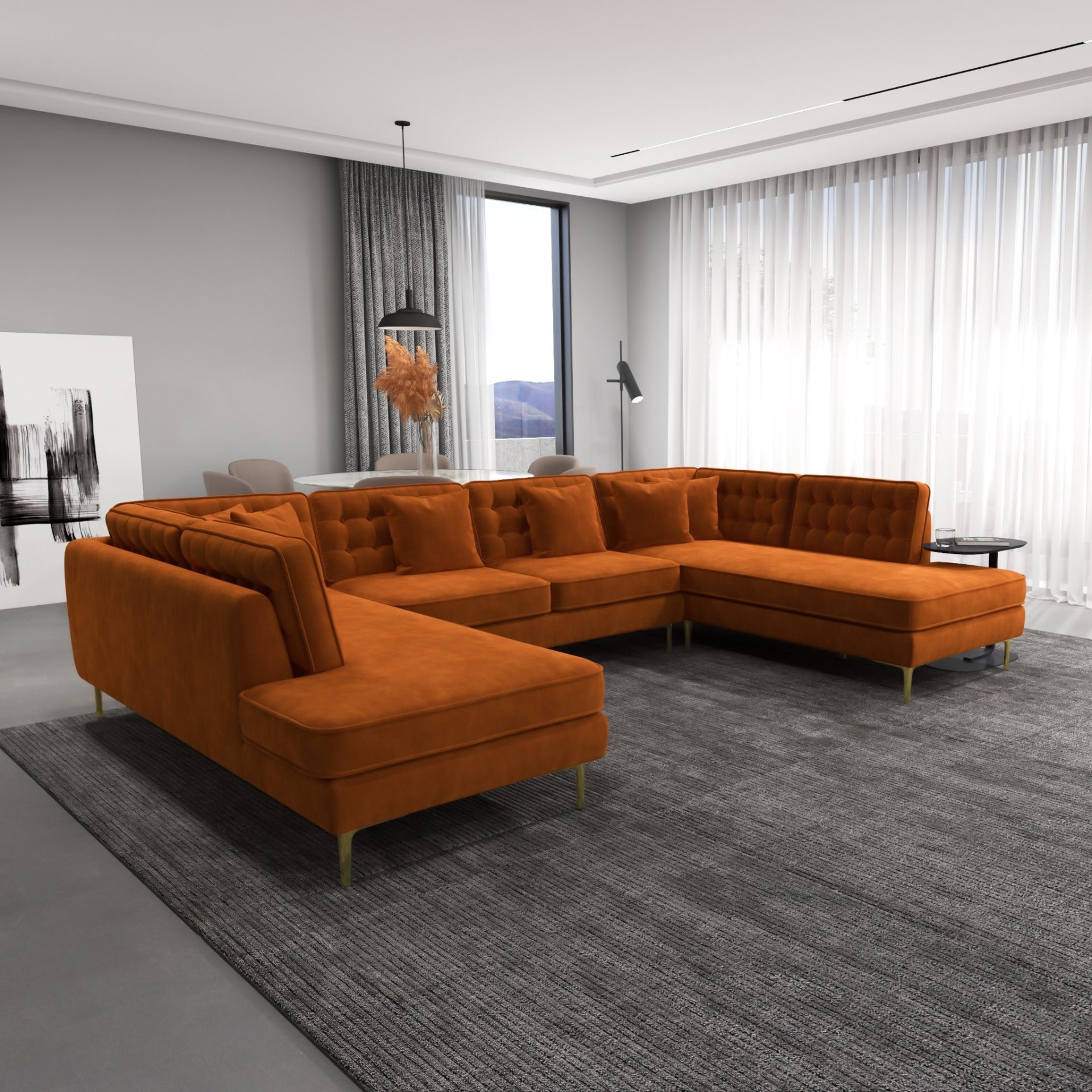 Brooke - U Shape Corner Sofa - Orange - Image 9