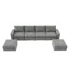 Chenille Modular Sectional Sofa, U Shaped Reversible Couch, Free Combination, 6 Seat Sleeper Sofa Bed With Ottoman, Convertible Oversized Indoor Furniture - Gray - Image 3