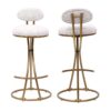 Modern S Shaped Bar Stools (Set of 2) With Backrest Floral Print Upholstered Dining Chairs Counter Height For Kitchen Island - Gold & White Print - Image 21