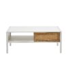 40.16" Rattan Coffee Table, Sliding Door For Storage, Metal Legs, Modern Table For Living Room - White - Image 8