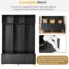 Modern Large Storage Hall Tree With Bench, Luxurious Coat Rack With 6 Hooks And Legs For Entryway, Living Room - Black / Gold - Image 7