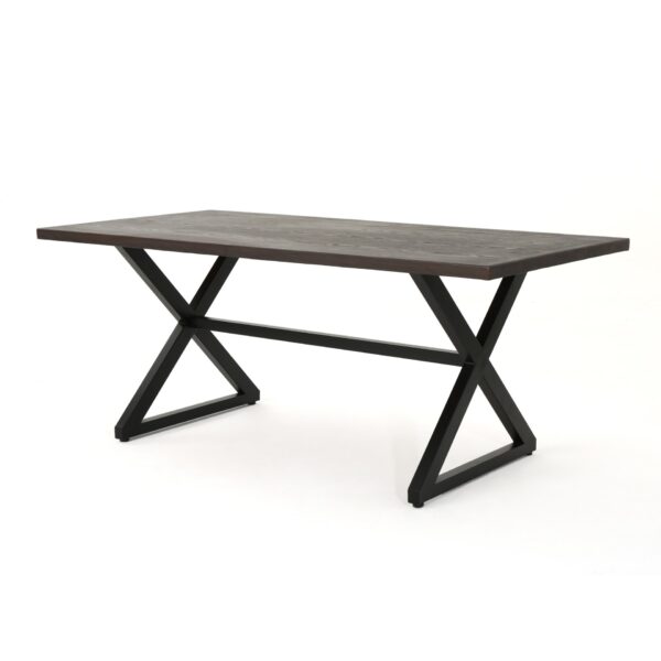 Rolando - Outdoor Aluminum Dining Table With Steel Frame - Brown / Black