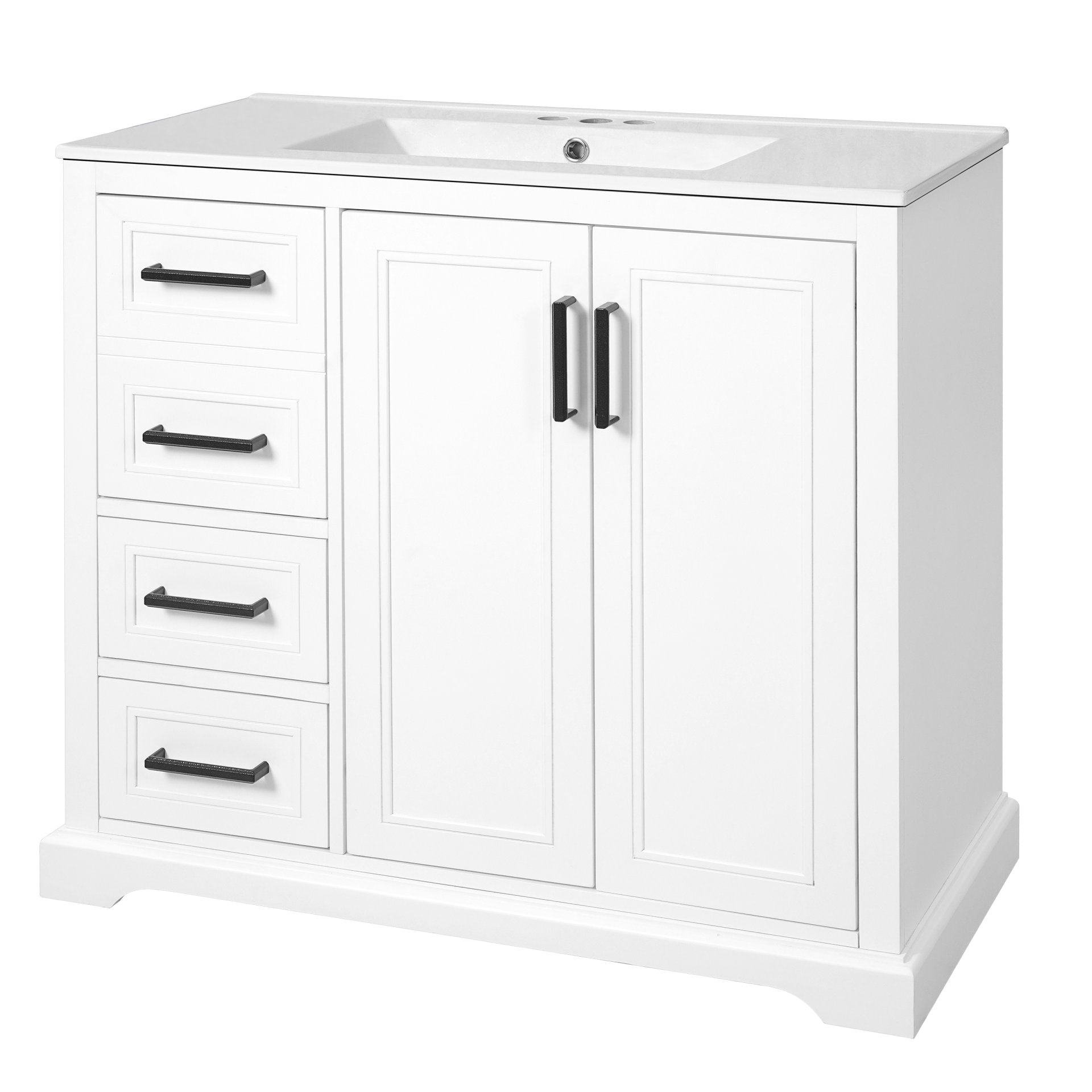 36" Bathroom Vanity With Sink, Soft Close Doors, Adjustable Shelf & 3 Drawers - White - Image 19