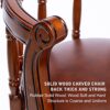 26'' Swivel Cow Top Leather Wooden Bar Stool, 360 Degree Swivel Bar Height Chair With Backs For Home Kitchen Counter - Brown - Image 3
