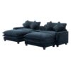 Contemporary Chenille Upholstered Sectional Sofa With Ottomans, USB Ports, Cup Holders & Storage - Blue - Image 20