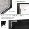 36X24" Rectangular Bathroom Mirror Square Angle Metal Frame Wall Mounted Hanging Plates Wall Mount Mirror For Bathroom (Horizontal & Vertical) - Black - Image 8
