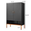 Gjg Hua - Shoe Cabinet With Ergonomic Steel Handle And Breathable Butterfly Door - Black - Image 3