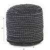 River - Handcrafted Cylindrical Pouf With Water Resistant Fabric - Black - Image 3