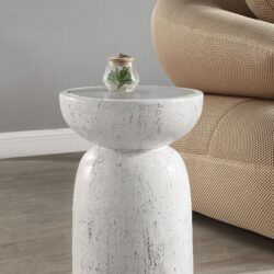 Dylana - Natural Fiber Concrete Accent Table - Gray