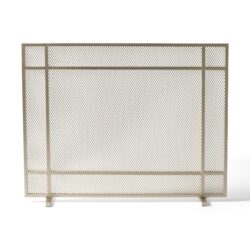 Modern Single Panel Iron Fireplace Screen Handcrafted Minimalistic Design - Gold