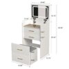 Compact 3 In 1 Vanity Desk With Open Top Mirror, Glass Desktop, 5 Height - White - Image 3