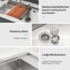 Single Bowl Workstation Kitchen Sink With Cup Washer 16 Gauge Stainless Steel - Black / Gray - Image 7