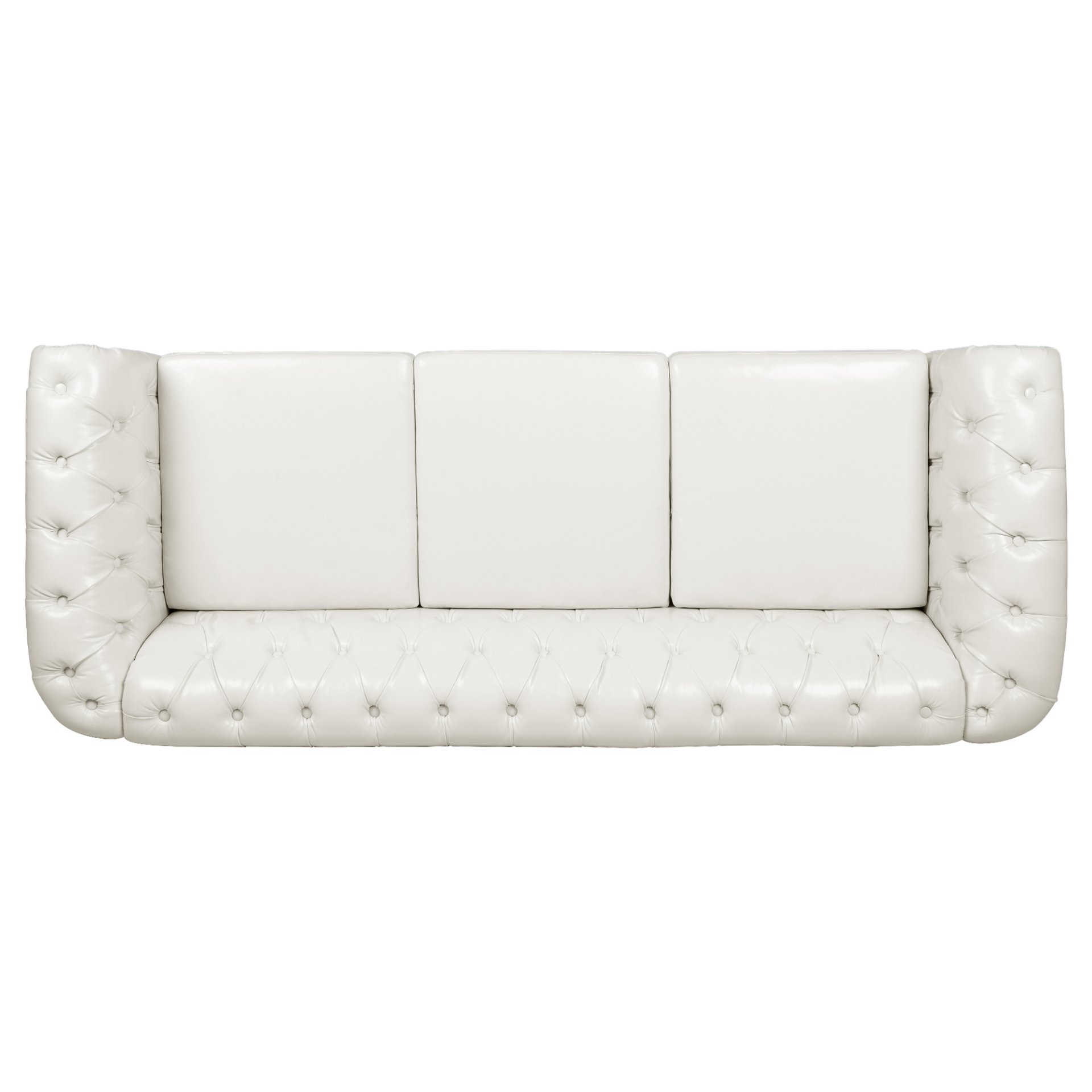 84.65" Rolled Arm Chesterfield 3 Seater Sofa - White - Image 10