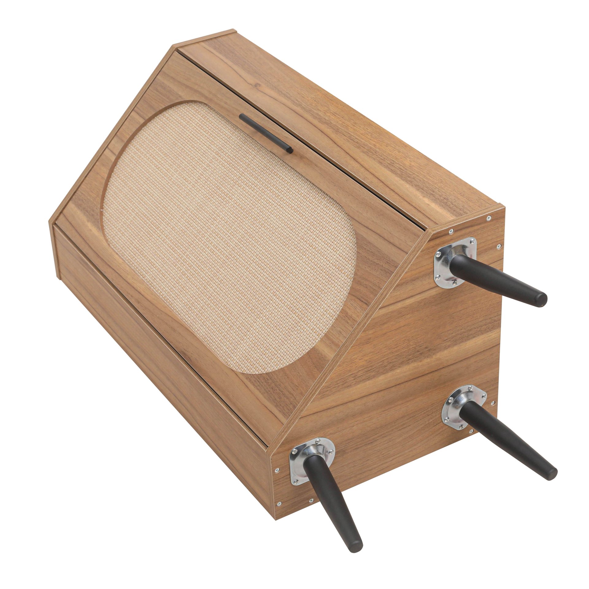 Corner Cabinet, Rattan Door, Freestanding Corner Tables For Small Spaces, Corner Shelf Stand For Living Room, Kitchen, Bathroom, Bedroom - Walnut - Image 19