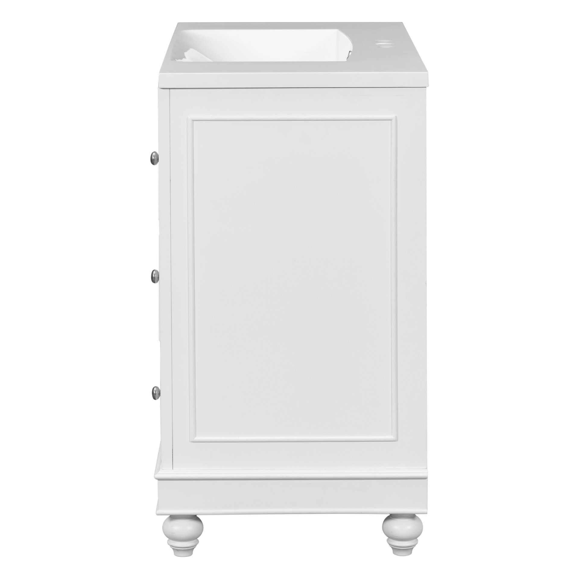 Contemporary Bathroom Vanity Cabinet, 4 Drawers & 1 Cabinet Door, Multipurpose Storage, Resin Integrated Sink, Adjustable Shelves, Solid Wood Frame With MDF - White - Image 26