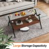 Rectangle Coffee Table With Tempered Glass Top And Metal Legs, Modern Table For Living Room, Transparent Glass - Dark Brown - Image 5