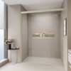 Double Sliding Shower Door, Semi Frameless Bypass Bathroom Sliding Door With 1 / 4" (6Mm) Tempered Glass For Walk In Shower - Brushed Gold - Image 4
