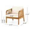 Acacia Wood And Wicker Outdoor Club Chair, Deep Seating With Soft Cushion, Porch Chairs For Garden, Backyard Porch Balcony - Brown / Beige - Image 3