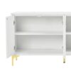 Multi Functional Storage Cabinet, 4 Door Sideboard With Unique Texture, Adjustable Shelves - White - Image 12
