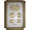 Marble Bathroom Accessories Set, Genuine Marble, Real Stone, 6 Piece Set - Beige / Gold - Image 8