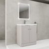 Modern Freestanding Bathroom Vanity With White Resin Sink & Soft Close Doors - Khaki - Image 2