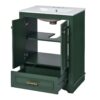 Bathroom Vanity With Ceramic Sink Combo, Modern Freestanding Storage Cabinet With Silver Handles, Soft Closing Doors - Green - Image 12