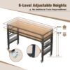 Adjustable Workbench For Garage, Rubber Wood Heavy Duty Workstation With Power Outlets & Wheels, 2000 Lbs Load Capacity Hardwood Worktable For Workshop - Black - Image 6