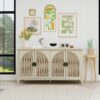 Rattan 4 Door Cabinet, Suitable For Bedroom - Natural - Image 2